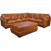4955 3 Piece Sectional Sofa Set in Saddle Brown with Crocodile Top Grain Leather